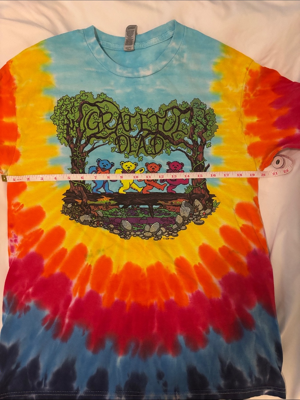 Grateful Dead Women’s Tie-Dye Long Sleeve Tee in Blue, Yellow, Red, Orange - Picture 4 of 6